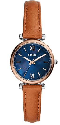 Fossil Women's Carlie Mini Stainless Steel and Leather Quartz Watch